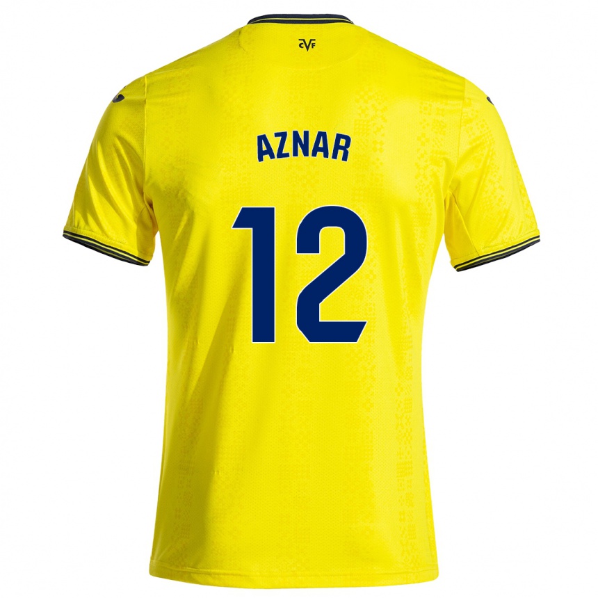 Kinder Fußball Javi Aznar #12 Gelb Schwarz Heimtrikot Trikot 2024/25 T-Shirt Luxemburg