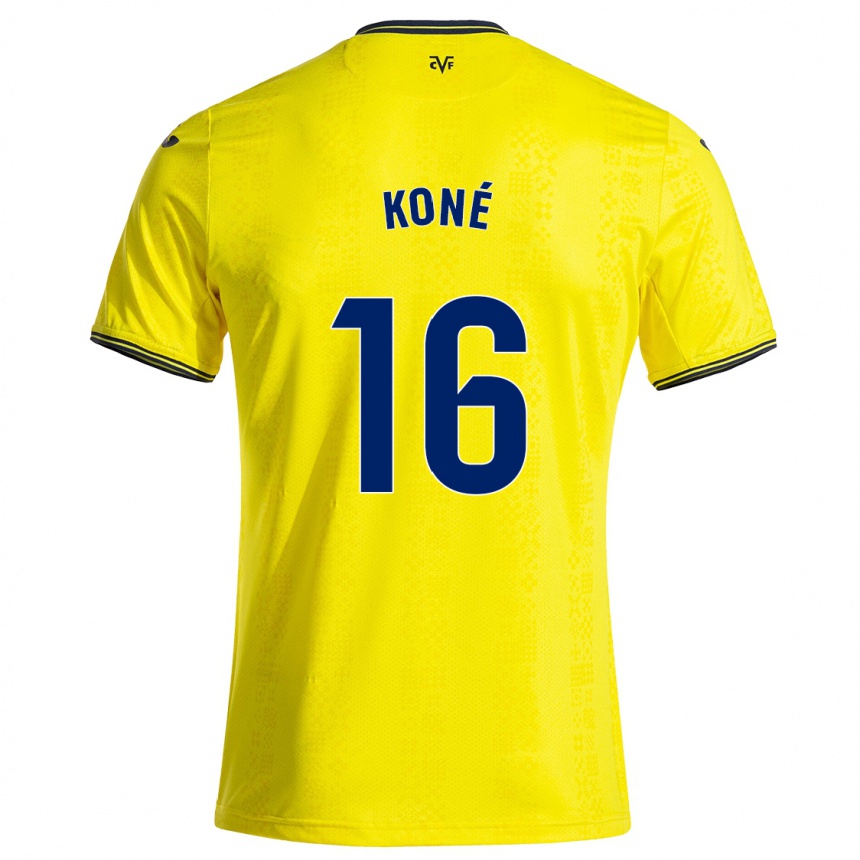 Kinder Fußball Ayouba Koné #16 Gelb Schwarz Heimtrikot Trikot 2024/25 T-Shirt Luxemburg