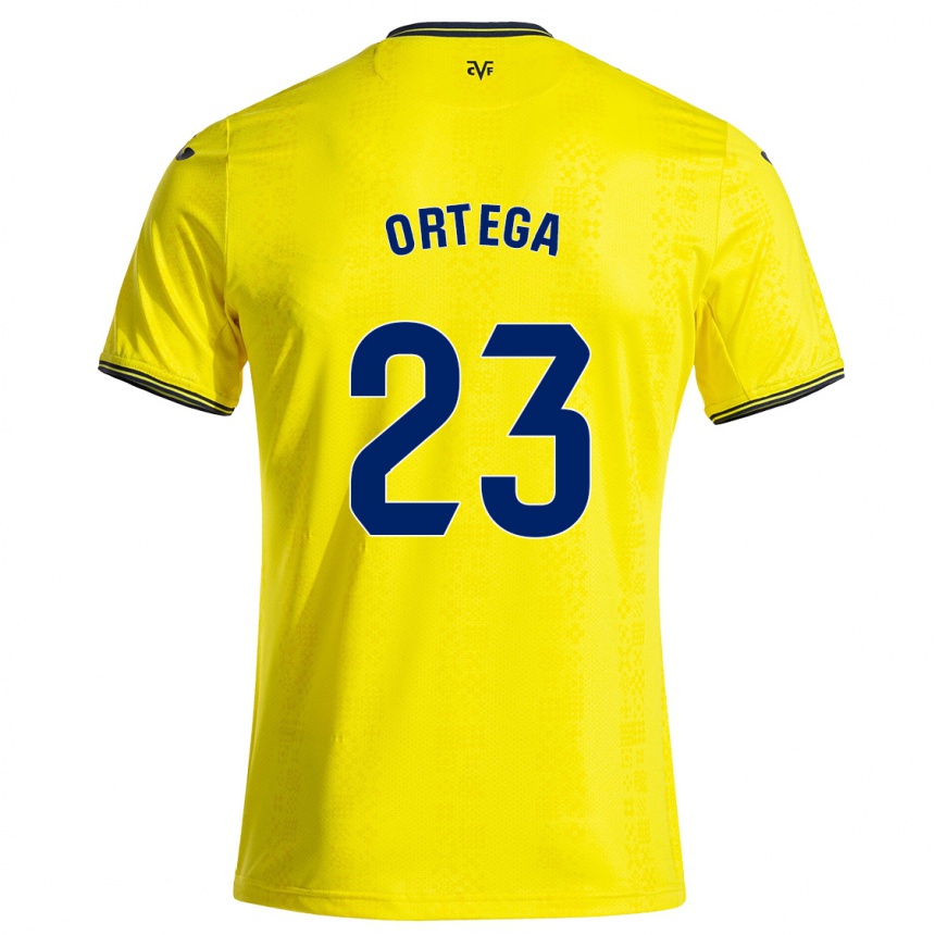 Kinder Fußball Jordi Ortega #23 Gelb Schwarz Heimtrikot Trikot 2024/25 T-Shirt Luxemburg