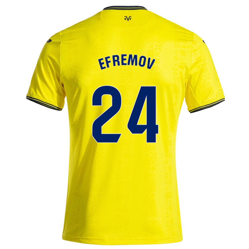 Kinder Fußball Anton Efremov #24 Gelb Schwarz Heimtrikot Trikot 2024/25 T-Shirt Luxemburg