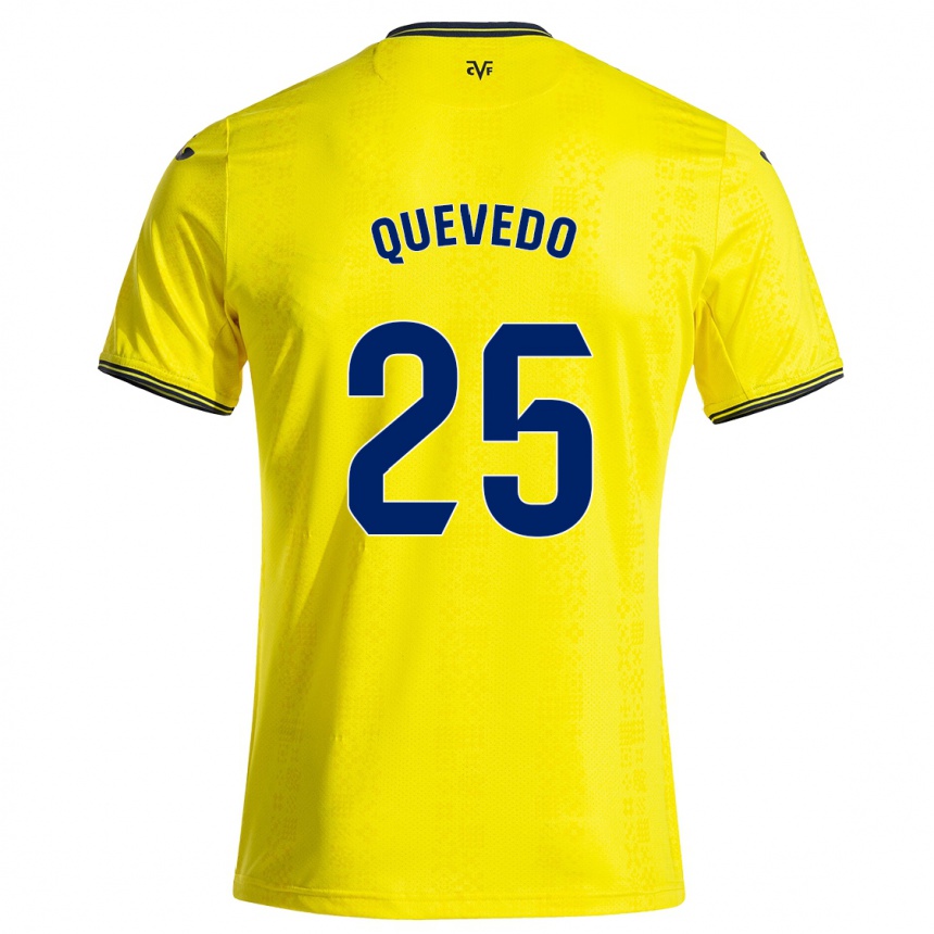 Kinder Fußball Alex Quevedo #25 Gelb Schwarz Heimtrikot Trikot 2024/25 T-Shirt Luxemburg