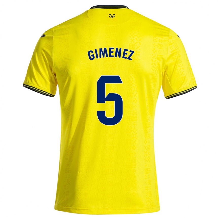 Kinder Fußball Yenifer Giménez #5 Gelb Schwarz Heimtrikot Trikot 2024/25 T-Shirt Luxemburg