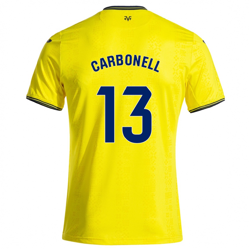 Kinder Fußball Carmen Carbonell #13 Gelb Schwarz Heimtrikot Trikot 2024/25 T-Shirt Luxemburg