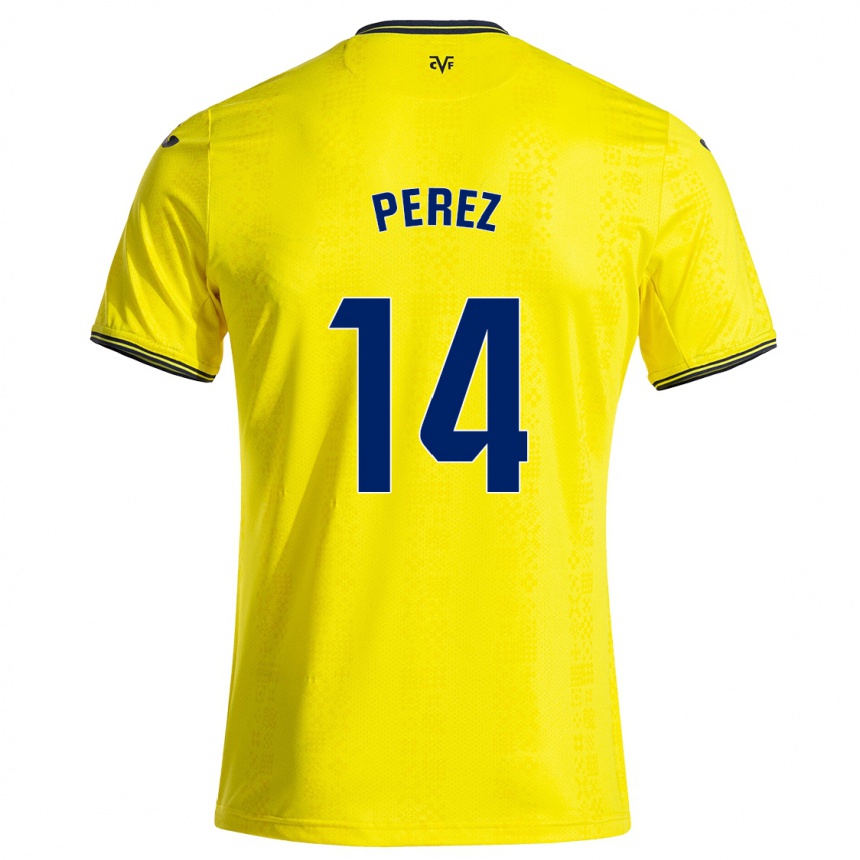 Kinder Fußball Nerea Pérez #14 Gelb Schwarz Heimtrikot Trikot 2024/25 T-Shirt Luxemburg