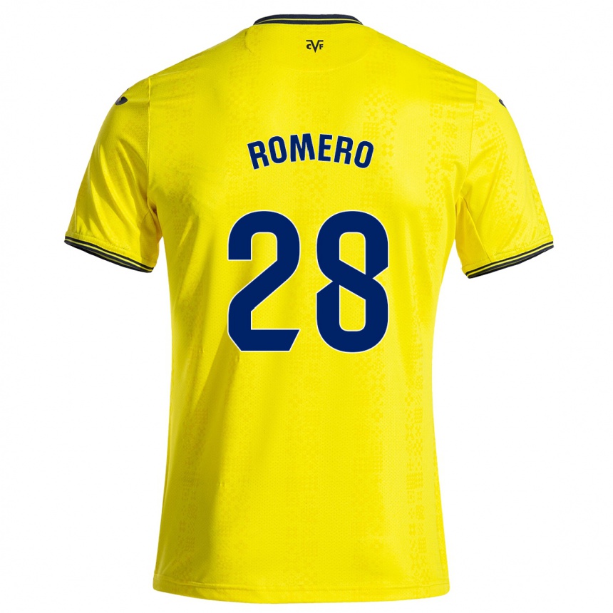 Kinder Fußball María Romero #28 Gelb Schwarz Heimtrikot Trikot 2024/25 T-Shirt Luxemburg