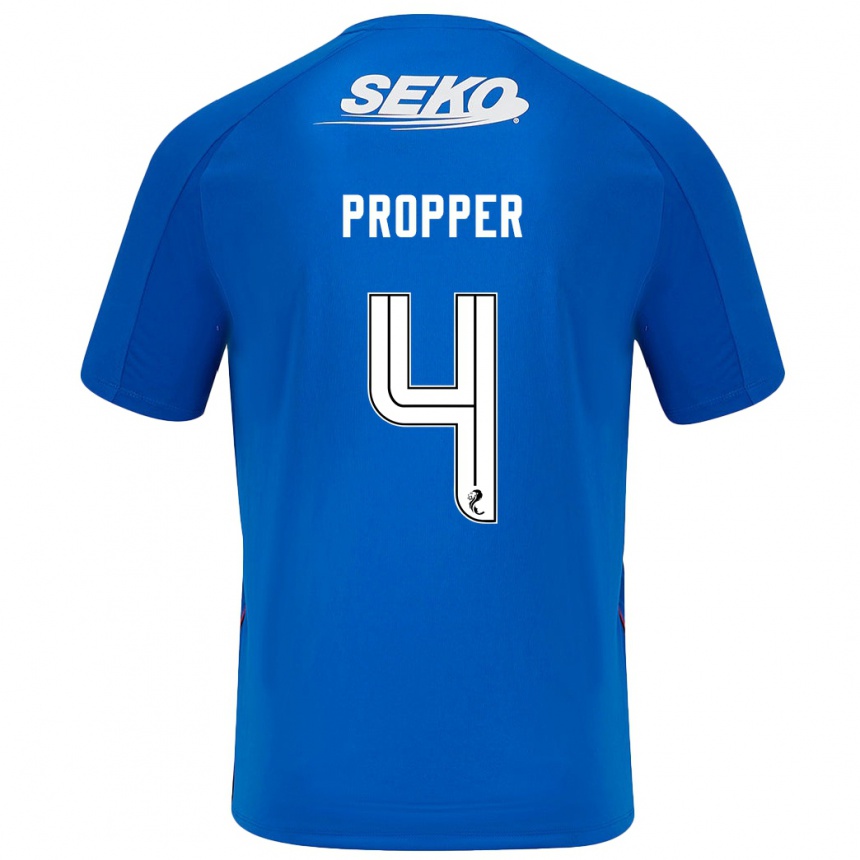 Kinder Fußball Robin Pröpper #4 Dunkelblau Heimtrikot Trikot 2024/25 T-Shirt Luxemburg