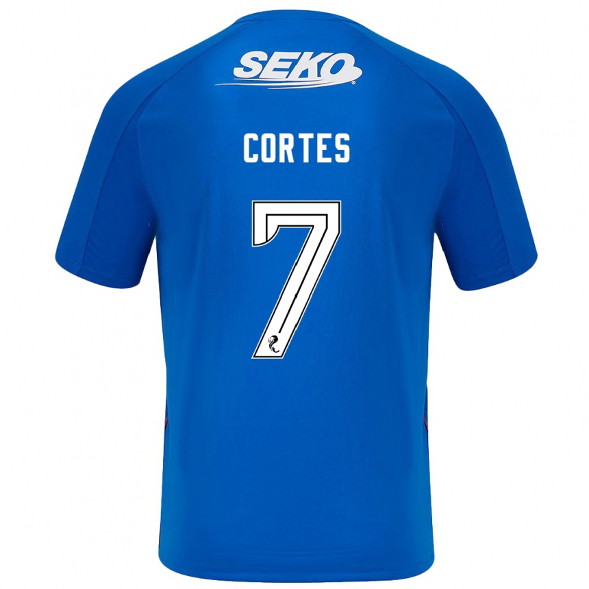 Kinder Fußball Óscar Cortés #7 Dunkelblau Heimtrikot Trikot 2024/25 T-Shirt Luxemburg