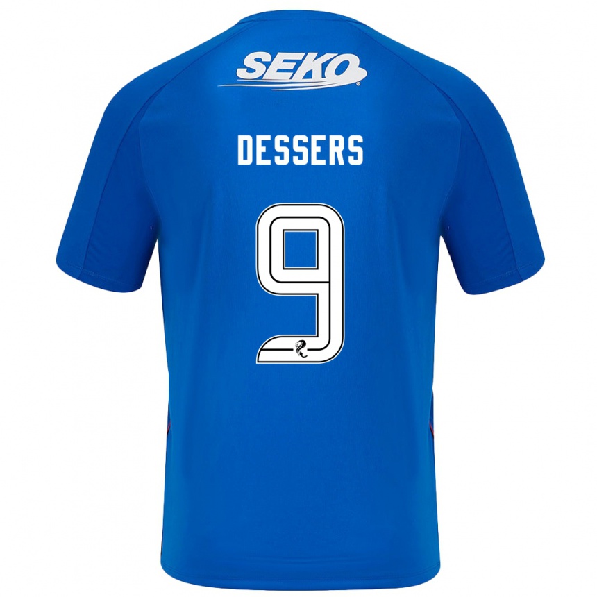 Kinder Fußball Cyriel Dessers #9 Dunkelblau Heimtrikot Trikot 2024/25 T-Shirt Luxemburg