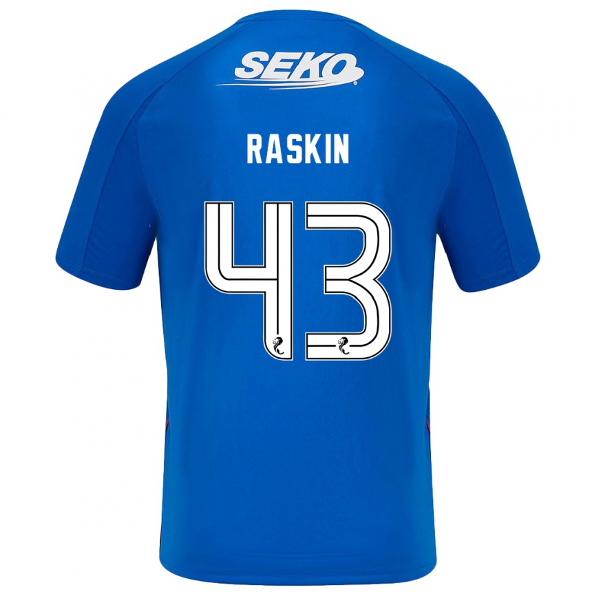 Kinder Fußball Nicolas Raskin #43 Dunkelblau Heimtrikot Trikot 2024/25 T-Shirt Luxemburg