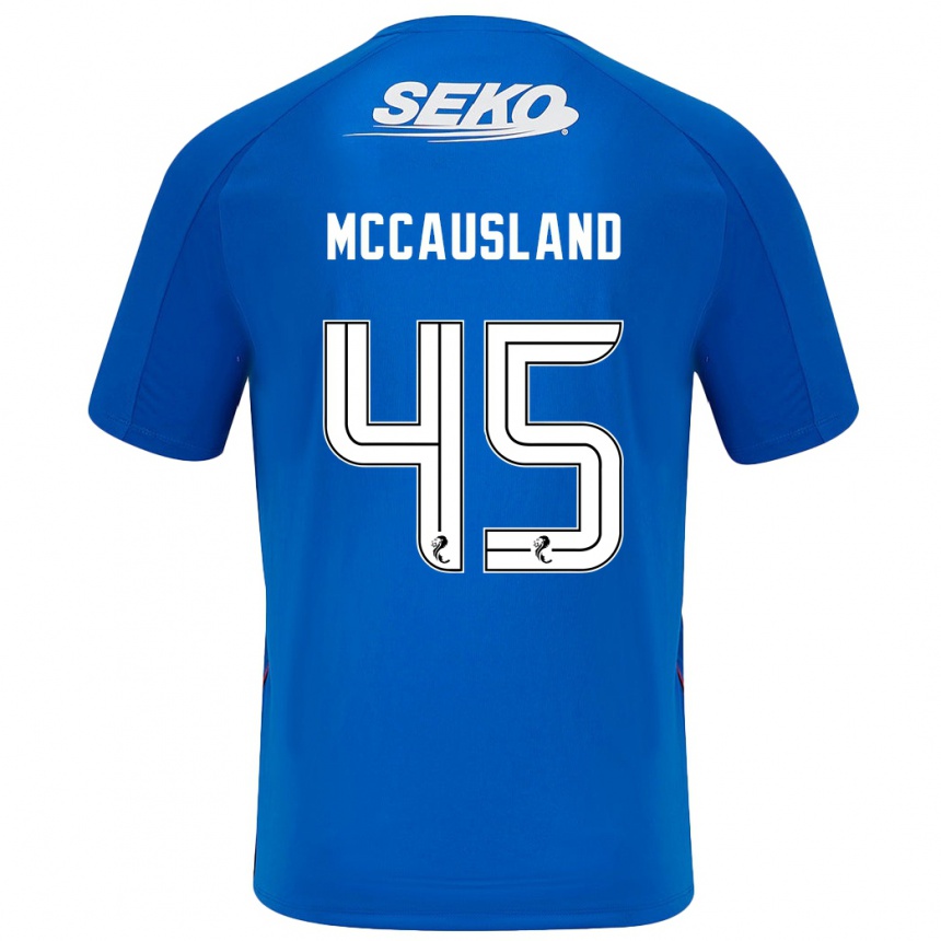 Kinder Fußball Ross Mccausland #45 Dunkelblau Heimtrikot Trikot 2024/25 T-Shirt Luxemburg