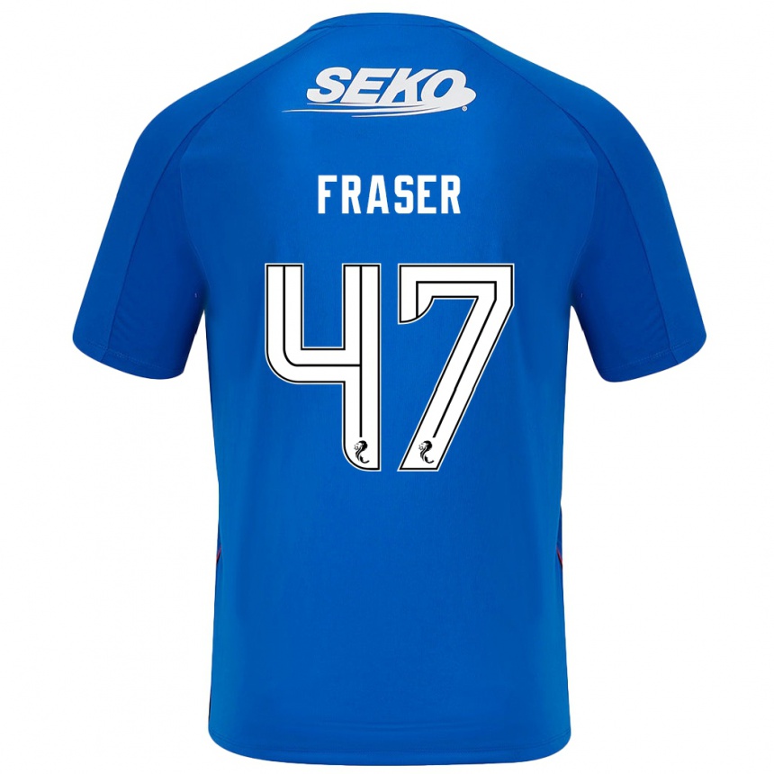 Kinder Fußball Robbie Fraser #47 Dunkelblau Heimtrikot Trikot 2024/25 T-Shirt Luxemburg