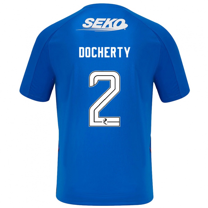 Kinder Fußball Nicola Docherty #2 Dunkelblau Heimtrikot Trikot 2024/25 T-Shirt Luxemburg