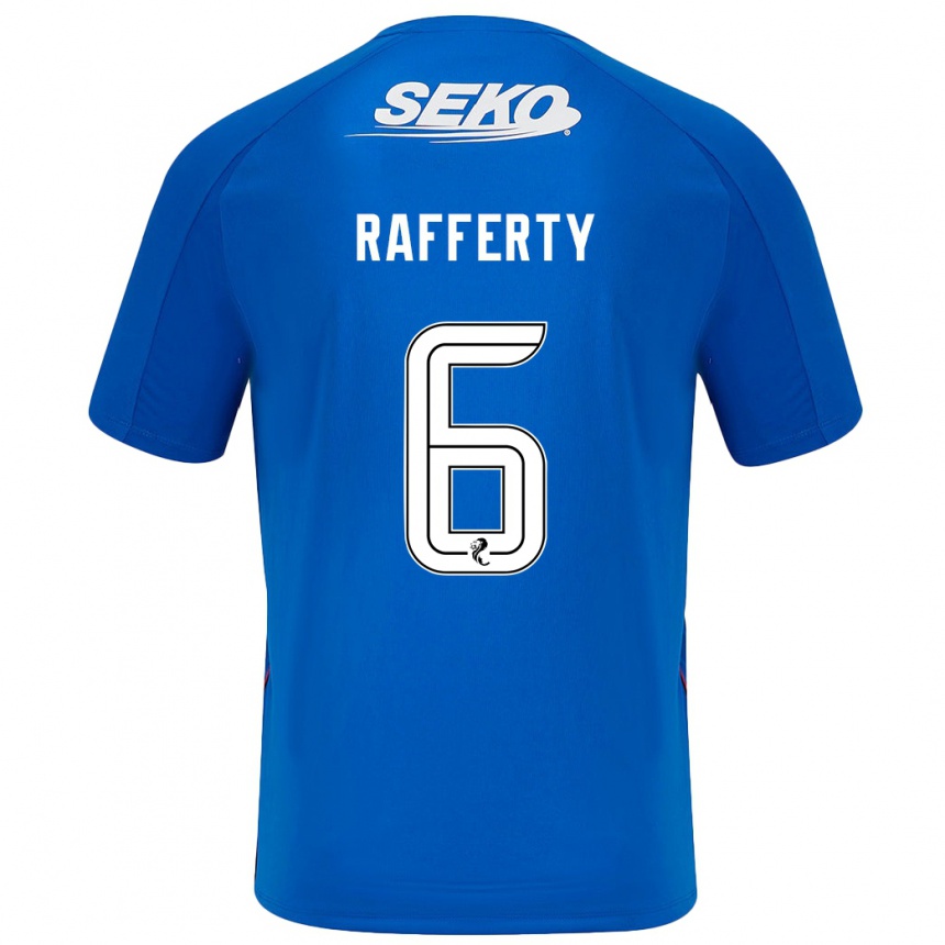 Kinder Fußball Laura Rafferty #6 Dunkelblau Heimtrikot Trikot 2024/25 T-Shirt Luxemburg