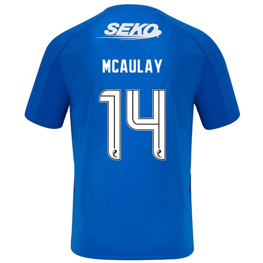 Kinder Fußball Mia Mcaulay #14 Dunkelblau Heimtrikot Trikot 2024/25 T-Shirt Luxemburg