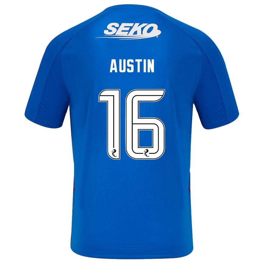 Kinder Fußball Eilidh Austin #16 Dunkelblau Heimtrikot Trikot 2024/25 T-Shirt Luxemburg