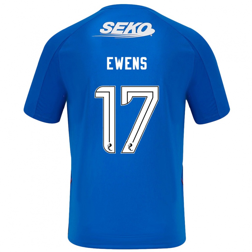 Kinder Fußball Sarah Ewens #17 Dunkelblau Heimtrikot Trikot 2024/25 T-Shirt Luxemburg