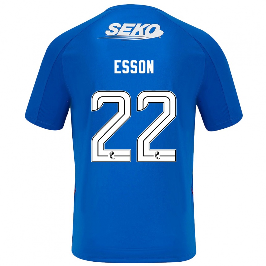 Kinder Fußball Victoria Esson #22 Dunkelblau Heimtrikot Trikot 2024/25 T-Shirt Luxemburg