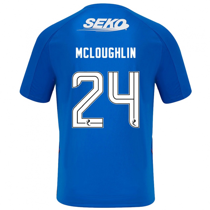 Kinder Fußball Olivia Mcloughlin #24 Dunkelblau Heimtrikot Trikot 2024/25 T-Shirt Luxemburg