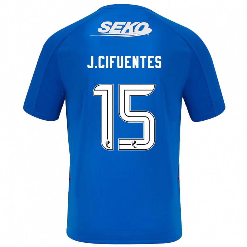 Kinder Fußball José Cifuentes #15 Dunkelblau Heimtrikot Trikot 2024/25 T-Shirt Luxemburg