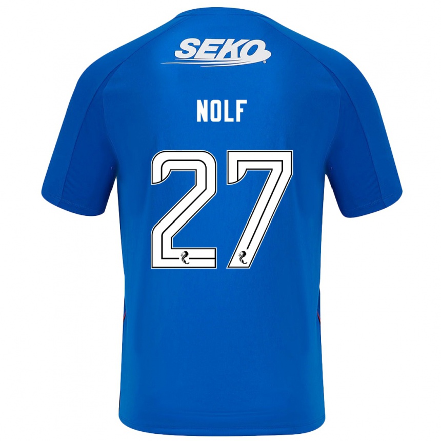 Kinder Fußball Madeline Nolf #27 Dunkelblau Heimtrikot Trikot 2024/25 T-Shirt Luxemburg