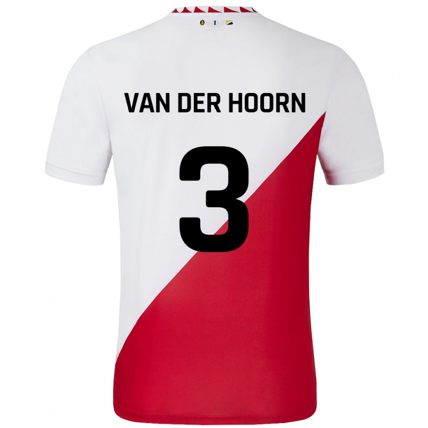 Kinder Fußball Mike Van Der Hoorn #3 Weiß Rot Heimtrikot Trikot 2024/25 T-Shirt Luxemburg