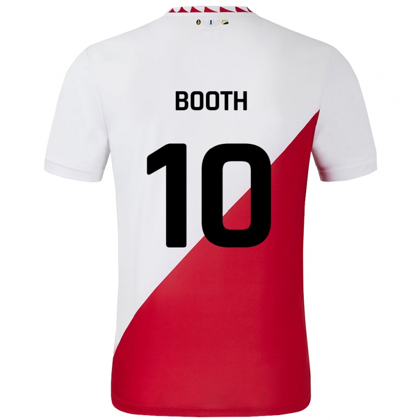 Kinder Fußball Taylor Booth #10 Weiß Rot Heimtrikot Trikot 2024/25 T-Shirt Luxemburg