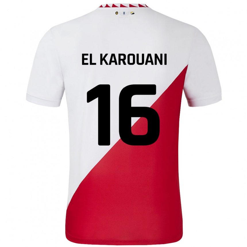 Kinder Fußball Souffian El Karouani #16 Weiß Rot Heimtrikot Trikot 2024/25 T-Shirt Luxemburg