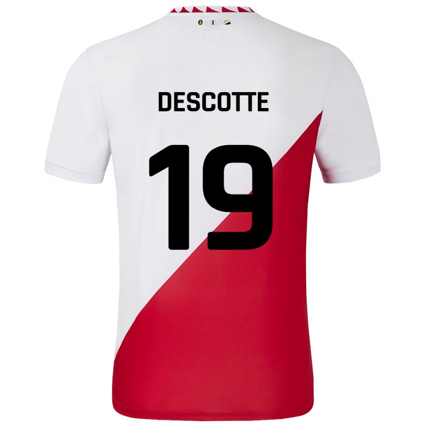 Kinder Fußball Anthony Descotte #19 Weiß Rot Heimtrikot Trikot 2024/25 T-Shirt Luxemburg