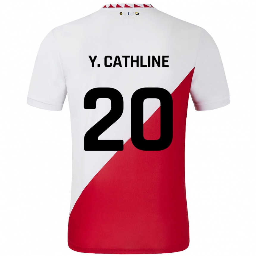 Kinder Fußball Yoann Cathline #20 Weiß Rot Heimtrikot Trikot 2024/25 T-Shirt Luxemburg