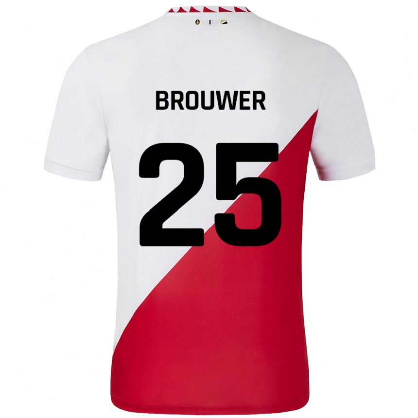 Kinder Fußball Michael Brouwer #25 Weiß Rot Heimtrikot Trikot 2024/25 T-Shirt Luxemburg