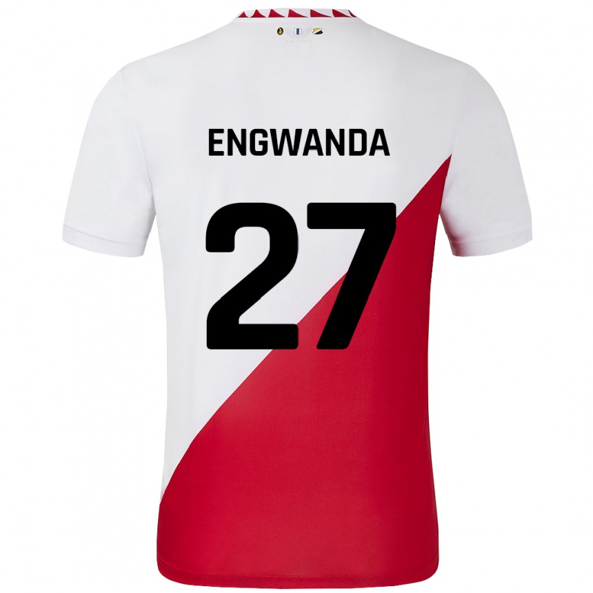 Kinder Fußball Alonzo Engwanda #27 Weiß Rot Heimtrikot Trikot 2024/25 T-Shirt Luxemburg