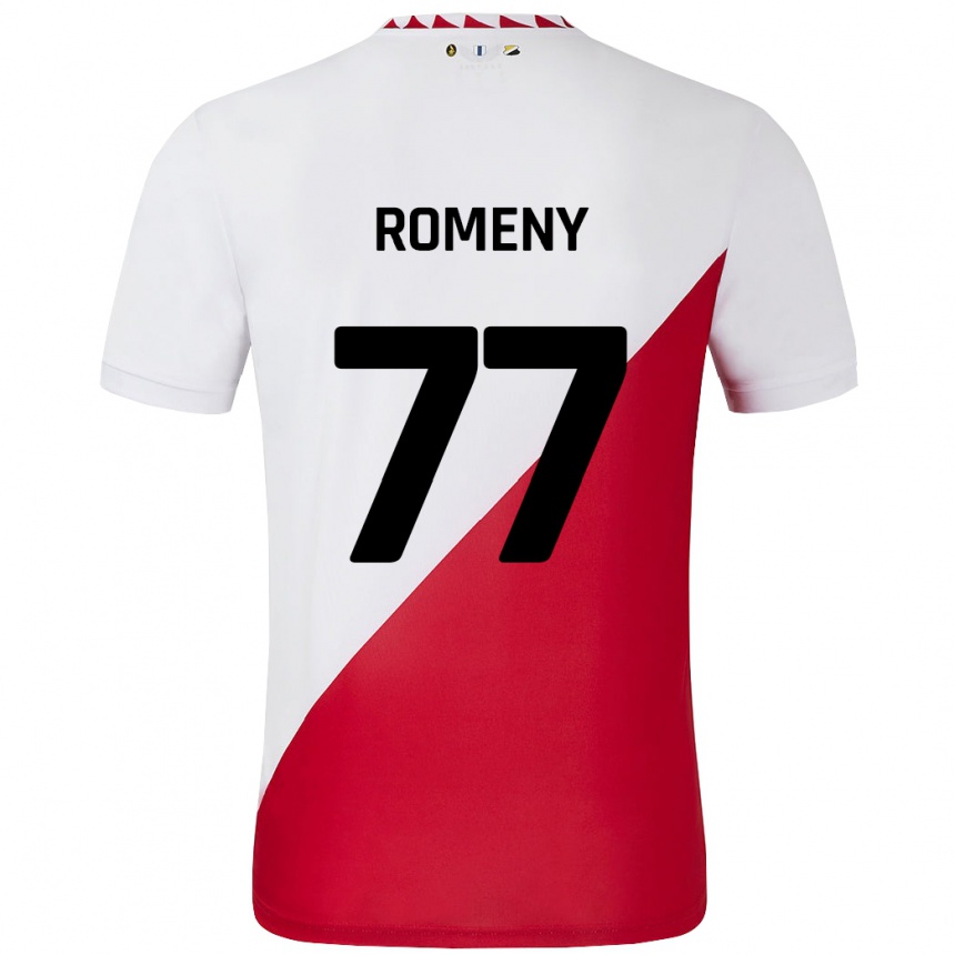 Kinder Fußball Ole Romeny #77 Weiß Rot Heimtrikot Trikot 2024/25 T-Shirt Luxemburg