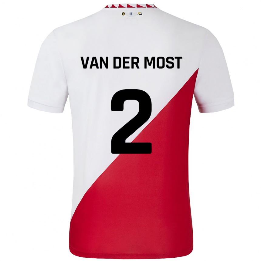 Kinder Fußball Liza Van Der Most #2 Weiß Rot Heimtrikot Trikot 2024/25 T-Shirt Luxemburg