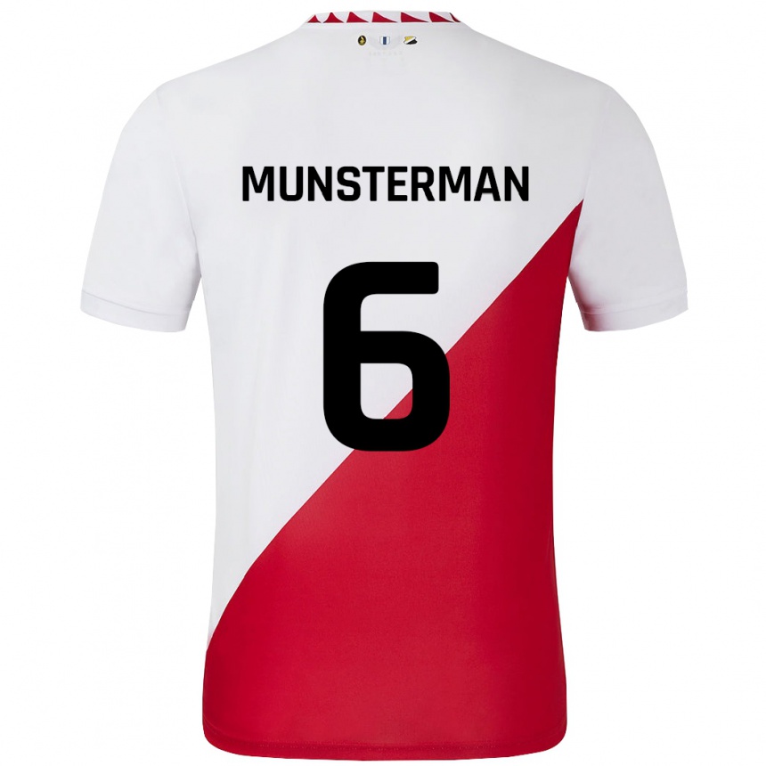 Kinder Fußball Marthe Munsterman #6 Weiß Rot Heimtrikot Trikot 2024/25 T-Shirt Luxemburg