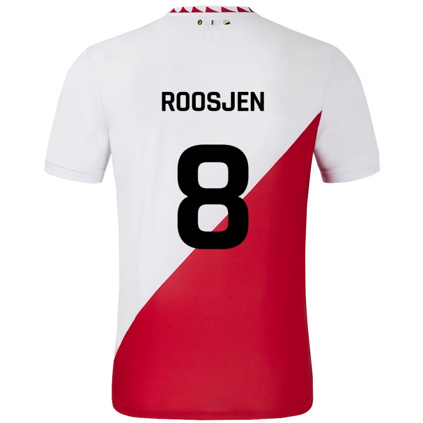 Kinder Fußball Judith Roosjen #8 Weiß Rot Heimtrikot Trikot 2024/25 T-Shirt Luxemburg