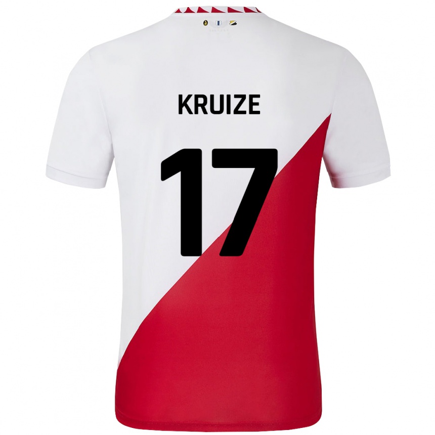 Kinder Fußball Elisha Kruize #17 Weiß Rot Heimtrikot Trikot 2024/25 T-Shirt Luxemburg