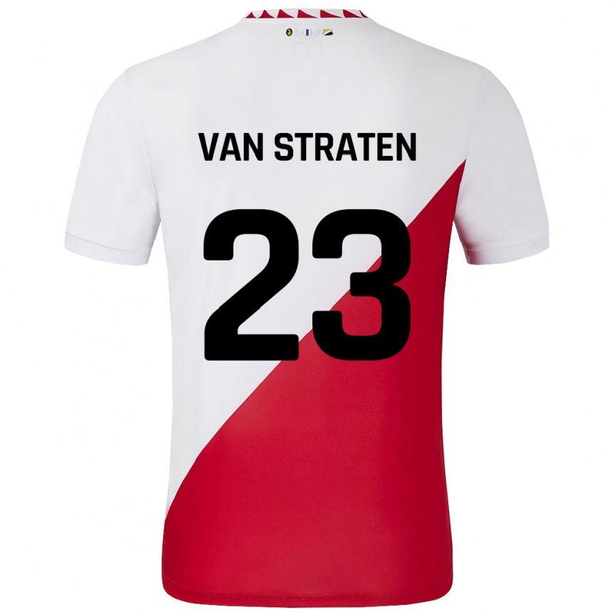 Kinder Fußball Dieke Van Straten #23 Weiß Rot Heimtrikot Trikot 2024/25 T-Shirt Luxemburg