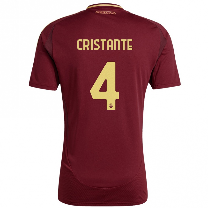 Kinder Fußball Bryan Cristante #4 Rot Braun Gold Heimtrikot Trikot 2024/25 T-Shirt Luxemburg