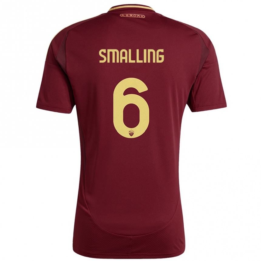 Kinder Fußball Chris Smalling #6 Rot Braun Gold Heimtrikot Trikot 2024/25 T-Shirt Luxemburg