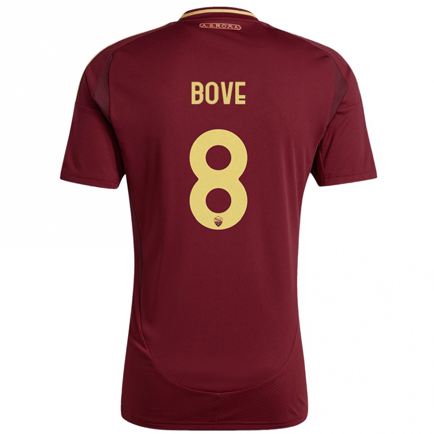 Kinder Fußball Edoardo Bove #8 Rot Braun Gold Heimtrikot Trikot 2024/25 T-Shirt Luxemburg