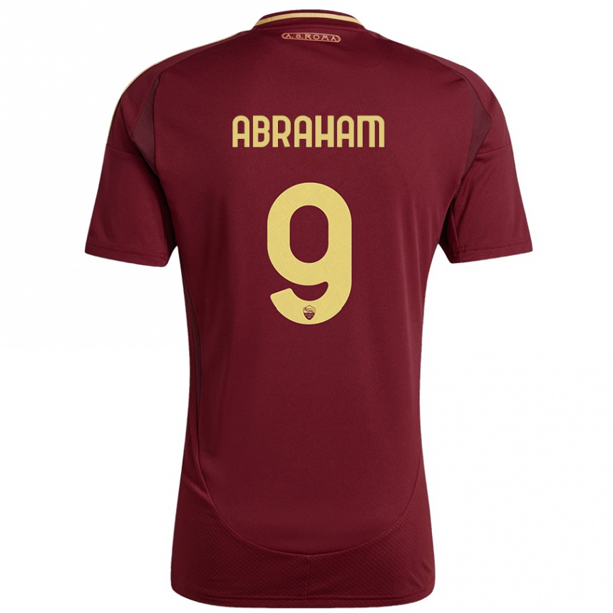 Kinder Fußball Tammy Abraham #9 Rot Braun Gold Heimtrikot Trikot 2024/25 T-Shirt Luxemburg