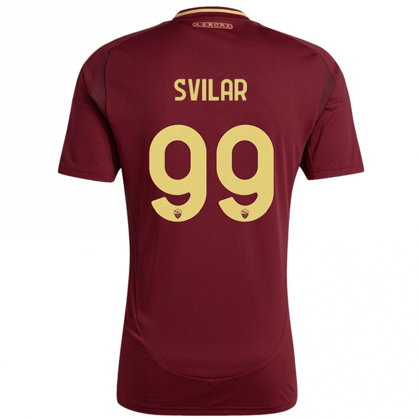 Kinder Fußball Mile Svilar #99 Rot Braun Gold Heimtrikot Trikot 2024/25 T-Shirt Luxemburg