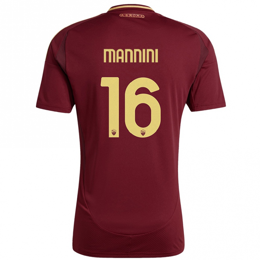 Kinder Fußball Mattia Mannini #16 Rot Braun Gold Heimtrikot Trikot 2024/25 T-Shirt Luxemburg