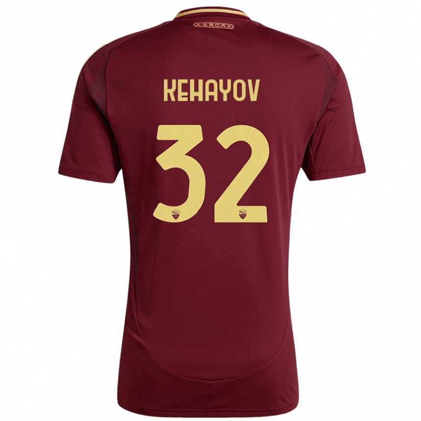 Kinder Fußball Atanas Kehayov #32 Rot Braun Gold Heimtrikot Trikot 2024/25 T-Shirt Luxemburg