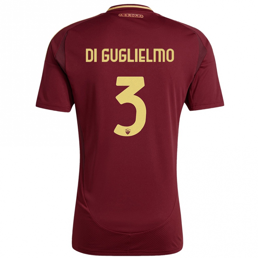 Kinder Fußball Lucia Di Guglielmo #3 Rot Braun Gold Heimtrikot Trikot 2024/25 T-Shirt Luxemburg