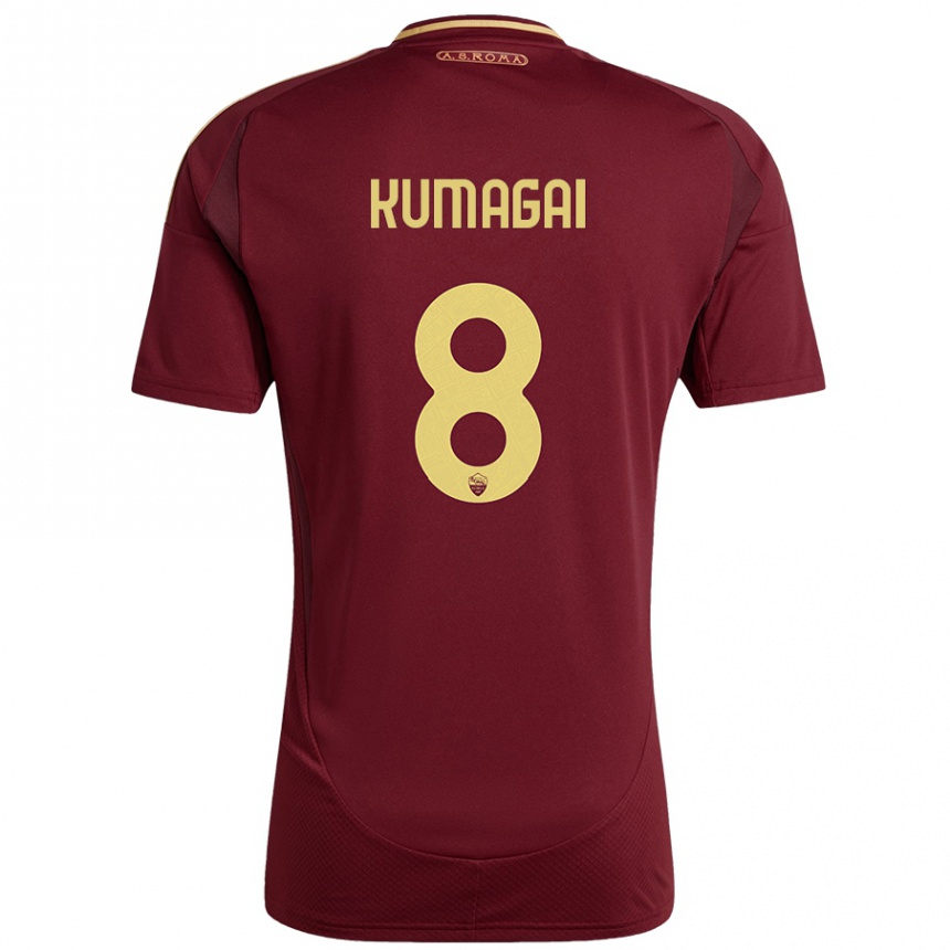 Kinder Fußball Saki Kumagai #8 Rot Braun Gold Heimtrikot Trikot 2024/25 T-Shirt Luxemburg