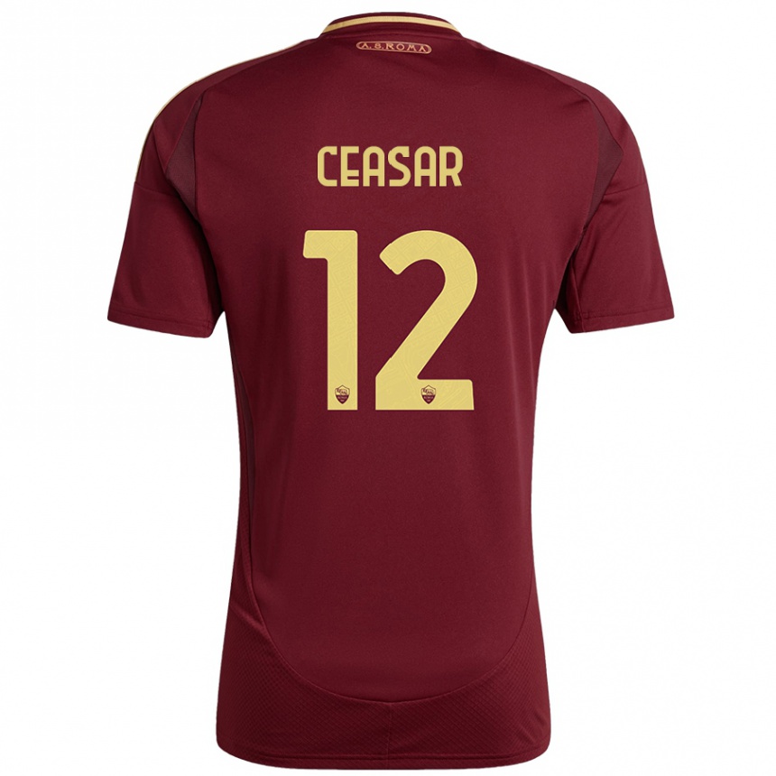 Kinder Fußball Camelia Ceasar #12 Rot Braun Gold Heimtrikot Trikot 2024/25 T-Shirt Luxemburg