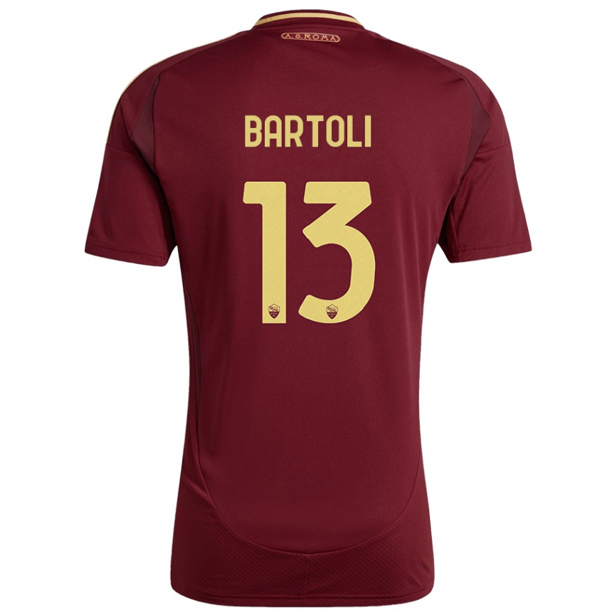 Kinder Fußball Elisa Bartoli #13 Rot Braun Gold Heimtrikot Trikot 2024/25 T-Shirt Luxemburg