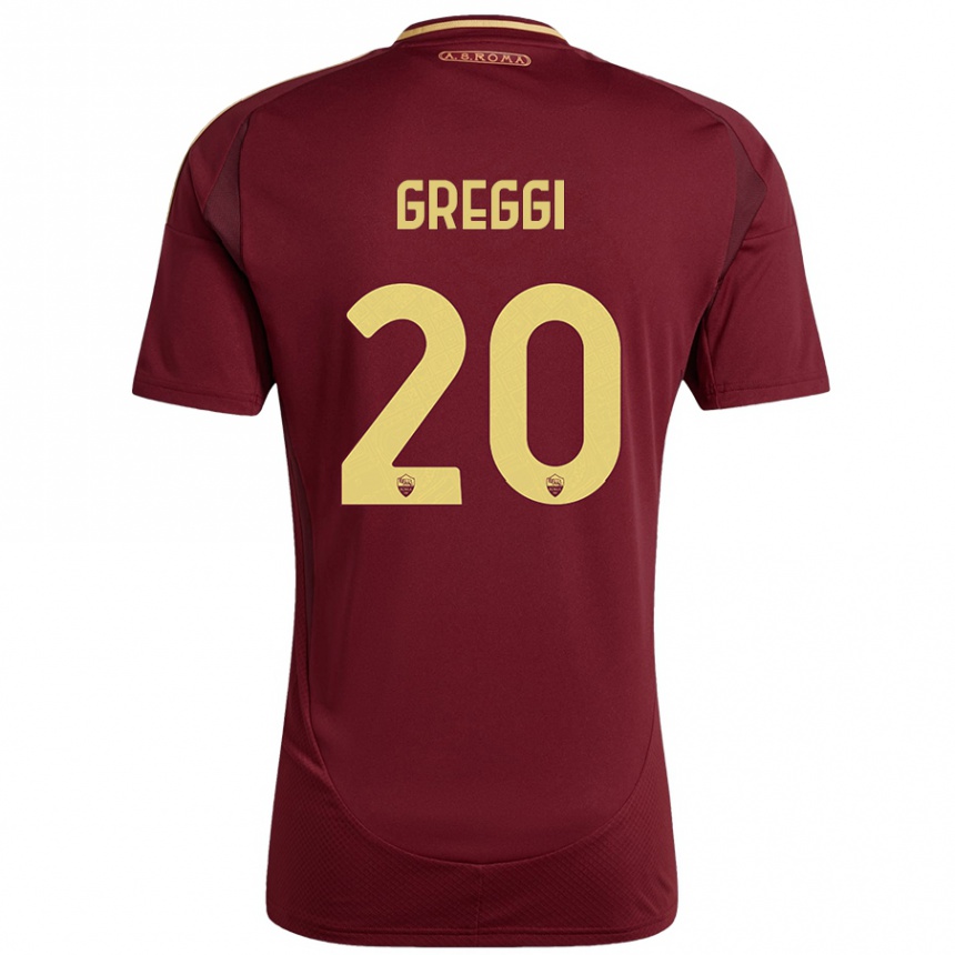 Kinder Fußball Giada Greggi #20 Rot Braun Gold Heimtrikot Trikot 2024/25 T-Shirt Luxemburg