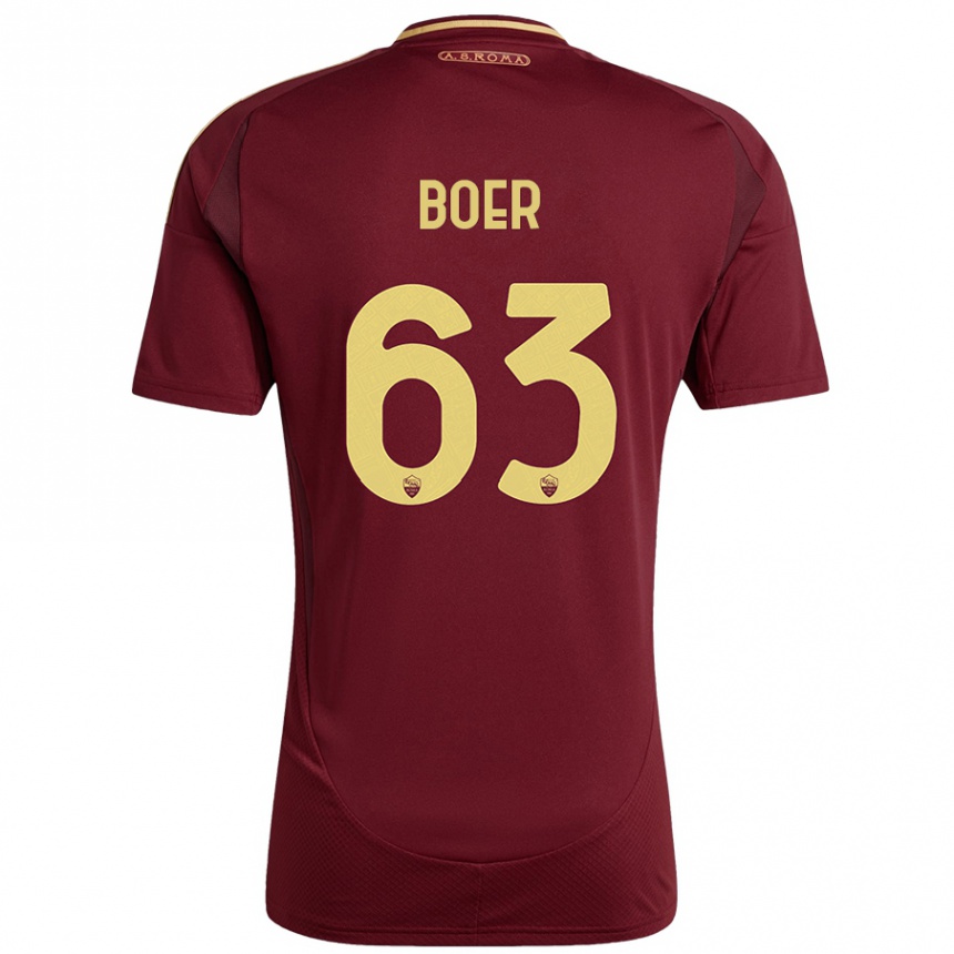 Kinder Fußball Pietro Boer #63 Rot Braun Gold Heimtrikot Trikot 2024/25 T-Shirt Luxemburg